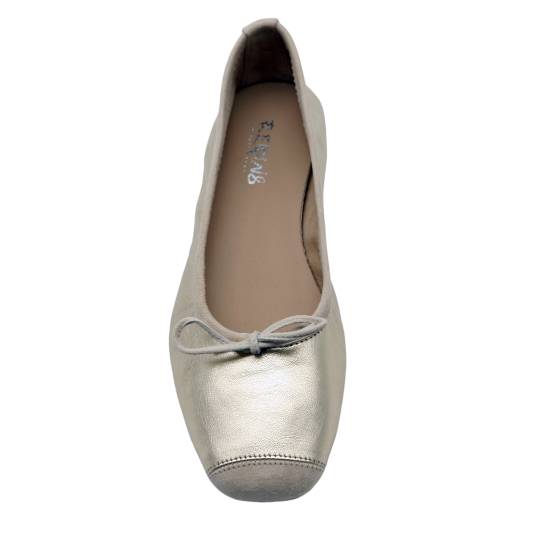 BALLERINE REQINS HARMONY CUIR MÉTALLISÉ PLATINE