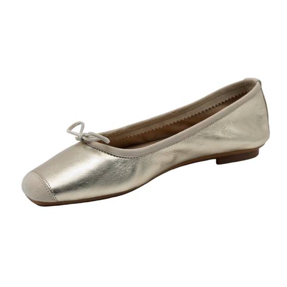 BALLERINE REQINS HARMONY CUIR MÉTALLISÉ PLATINE