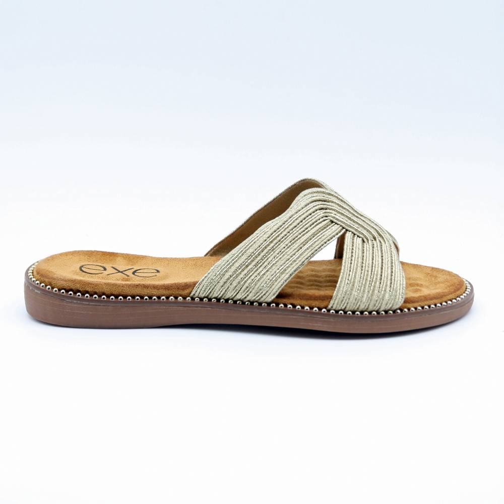 MULES 5 TOILE-MÉTALLISÉE OR