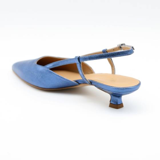 ESCARPINS V05 CUIR METALLISE BLEU-JEAN