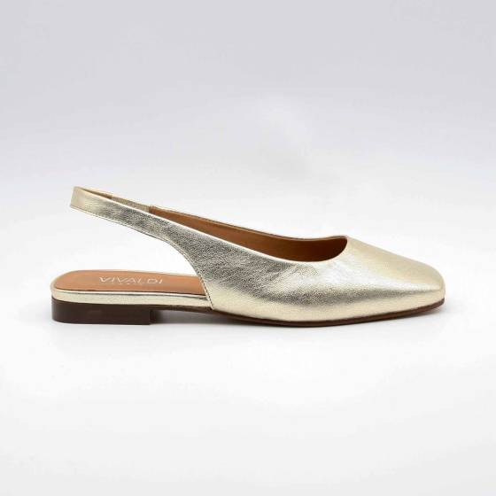 BALLERINES MONTAIGNE CUIR METALLISE PLATINE