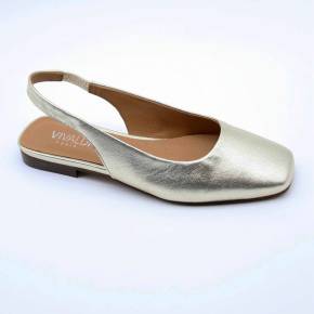 BALLERINES MONTAIGNE CUIR METALLISE PLATINE