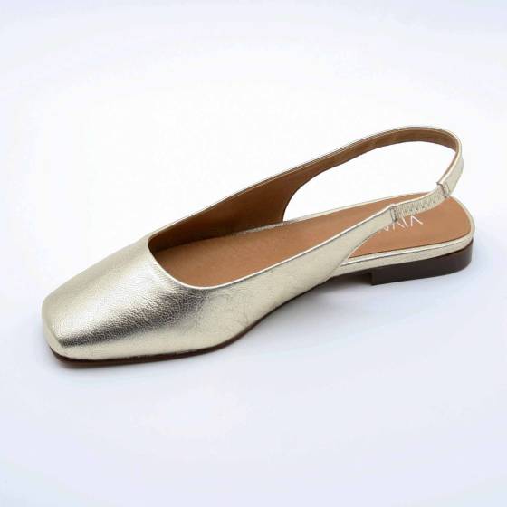 BALLERINES MONTAIGNE CUIR METALLISE PLATINE