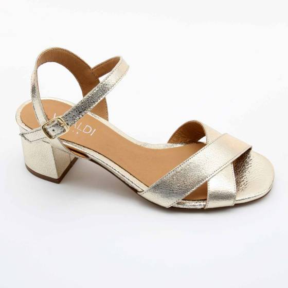 SANDALES FORTUNA CUIR-METALLISE PLATINE