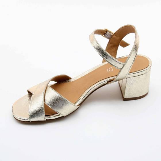 SANDALES FORTUNA CUIR-METALLISE PLATINE