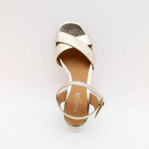 SANDALES FORTUNA CUIR-METALLISE PLATINE