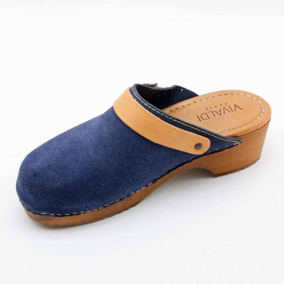 SABOT 7579 CUIR-VELOURS BLEU-JEANS