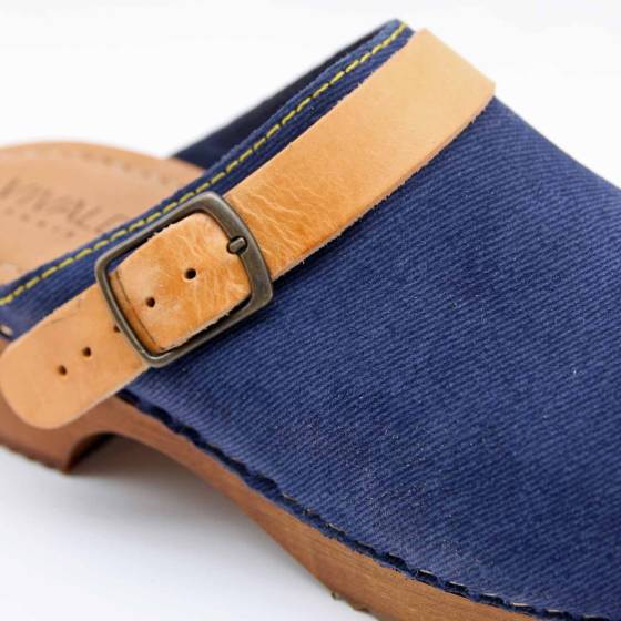SABOT 7579 CUIR-VELOURS BLEU-JEANS