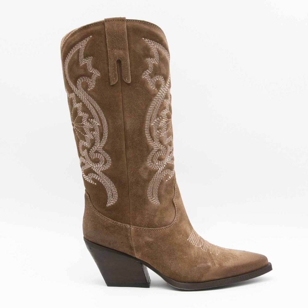 BOTTE TX160 CUIR-VELOURS TAUPE