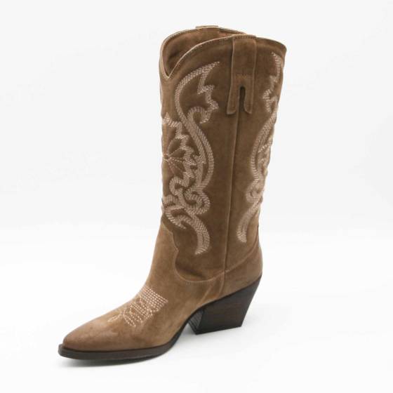BOTTE TX160 CUIR-VELOURS TAUPE