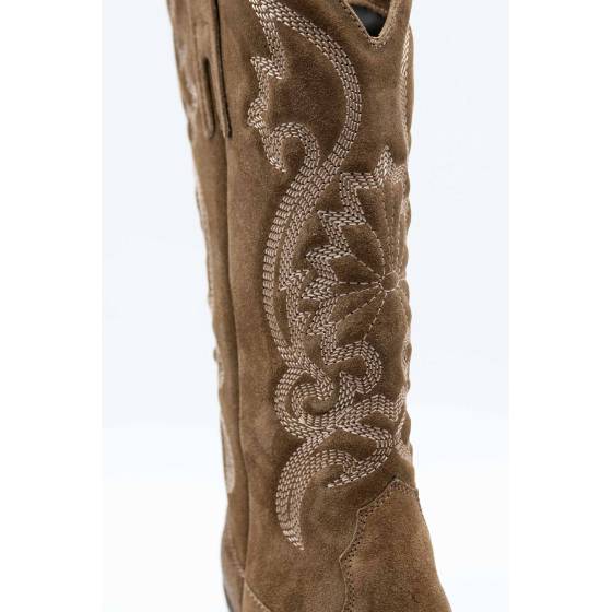 BOTTE TX160 CUIR-VELOURS TAUPE