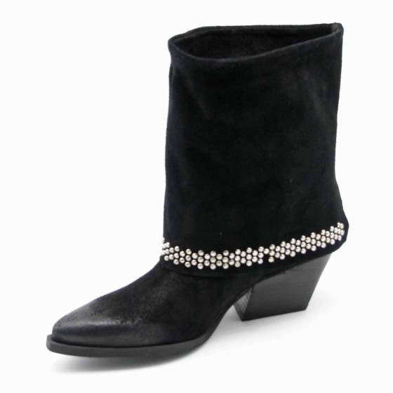 BOOTS TX315 CUIR-VELOURS NOIR