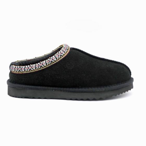 CHAUSSON FOURRE 41229 CUIR-VELOURS NOIR