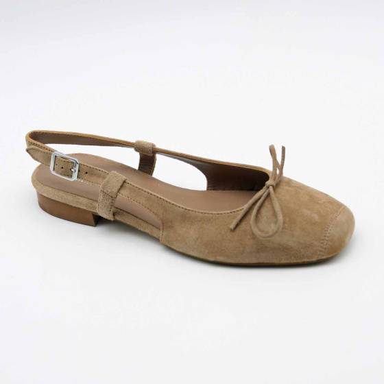 BALLERINE CIRCEE CUIR-VELOURS TAUPE