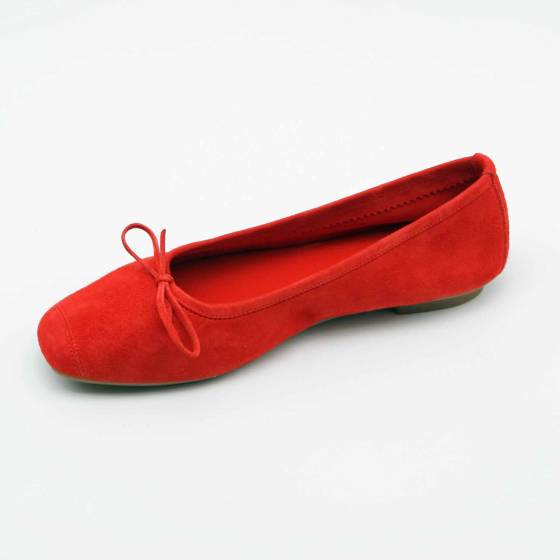 BALLERINE REQINS HARMONY CUIR VELOURS ROUGE