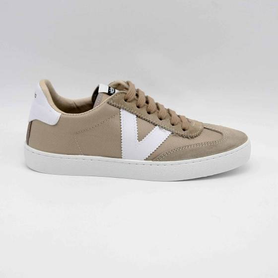 SNEAKERS VICTORIA 1126193 CUIR ET TEXTILE TAUPE