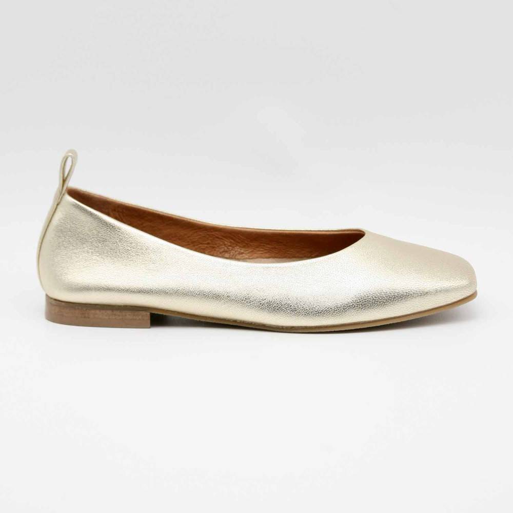 BALLERINES CONCORDE CUIR METALLISE PLATINE