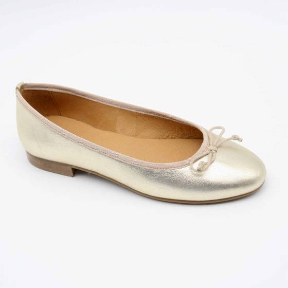 BALLERINES EMMA CUIR METALLISE PLATINE