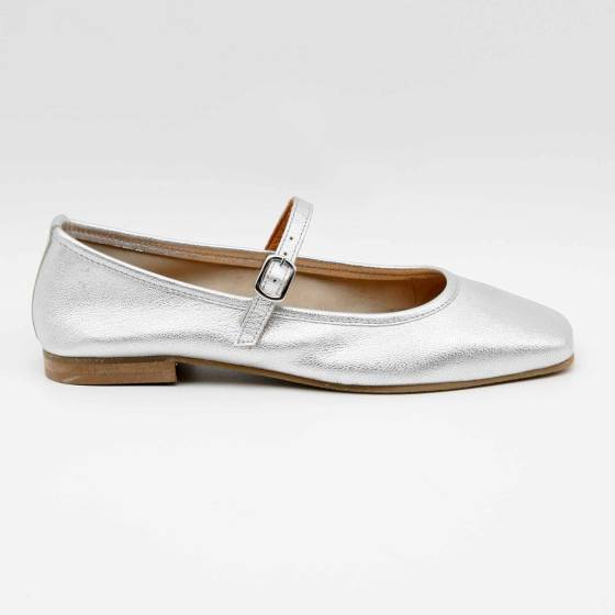 BALLERINE BABIES LOU CUIR-METALLISE ARGENT