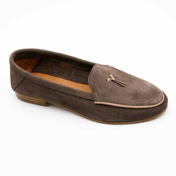 MOCASSINS 4113 CUIR-VELOURS TAUPE