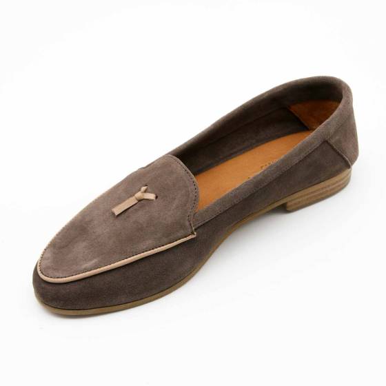 MOCASSINS 4113 CUIR-VELOURS TAUPE
