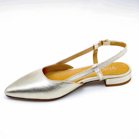 ESCARPIN SLINGBACK MANON CUIR METALLISE PLATINE