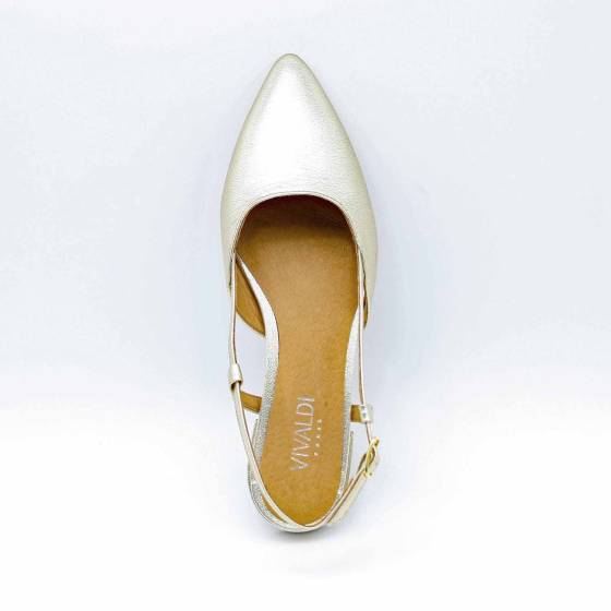 ESCARPIN SLINGBACK MANON CUIR METALLISE PLATINE