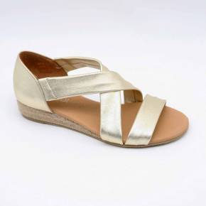 SANDALE COMPENSEE JADE CUIR-METALLISE PLATINE
