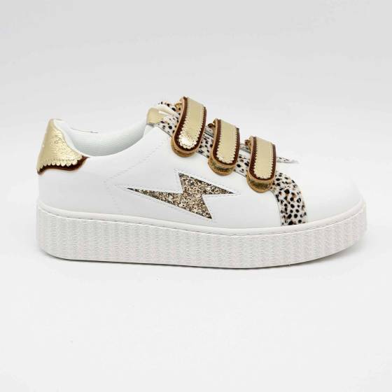SNEAKERS VANESSA-WU 2803 VEGANE BLANC ET OR