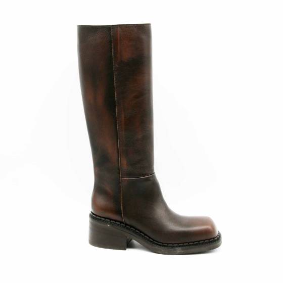 BOTTES LINDA30 CUIR VEILLI COGNAC