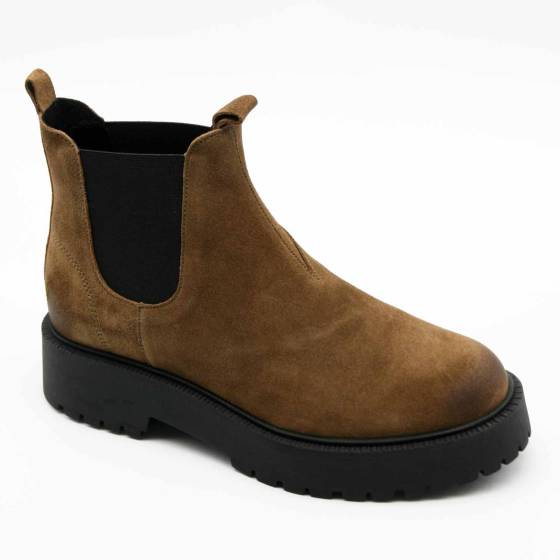 BOOTS ISABELLE CUIR-VELOURS TAUPE