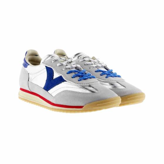 SNEAKERS VICTORIA 1158111 CUIR VELOURS ET NYLON PLATINE