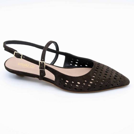 SLINGBACK HOPE8 CUIR VELOURS MARRON