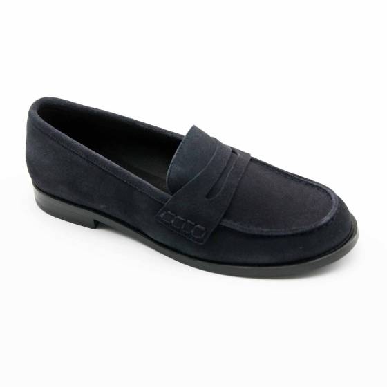 MOCASSIN CARIE CUIR-VELOURS MARINE