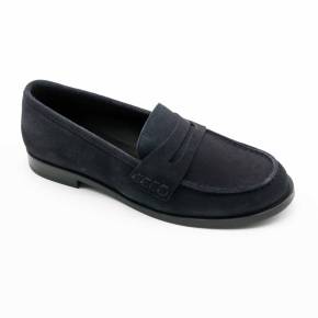 MOCASSIN CARIE CUIR-VELOURS MARINE