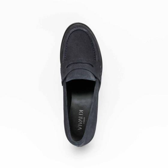 MOCASSIN CARIE CUIR-VELOURS MARINE