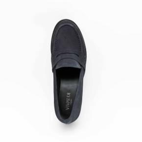 MOCASSIN CARIE CUIR-VELOURS MARINE