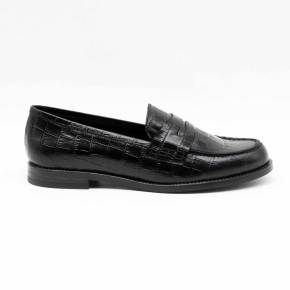 MOCASSIN CARIE CUIR-IMPRIME CROCO NOIR