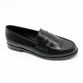 MOCASSIN CARIE CUIR-IMPRIME CROCO NOIR