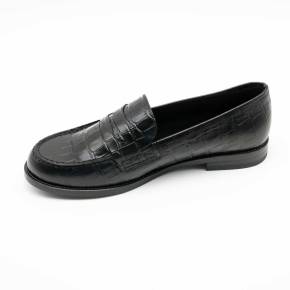 MOCASSIN CARIE CUIR-IMPRIME CROCO NOIR