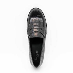 MOCASSIN CARIE CUIR-IMPRIME CROCO NOIR