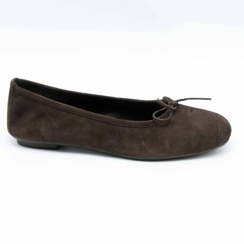 BALLERINE REQINS HARMONY CUIR-VELOURS MARRON FONCE