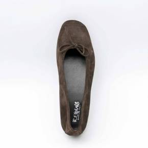 BALLERINE REQINS HARMONY CUIR-VELOURS MARRON FONCE