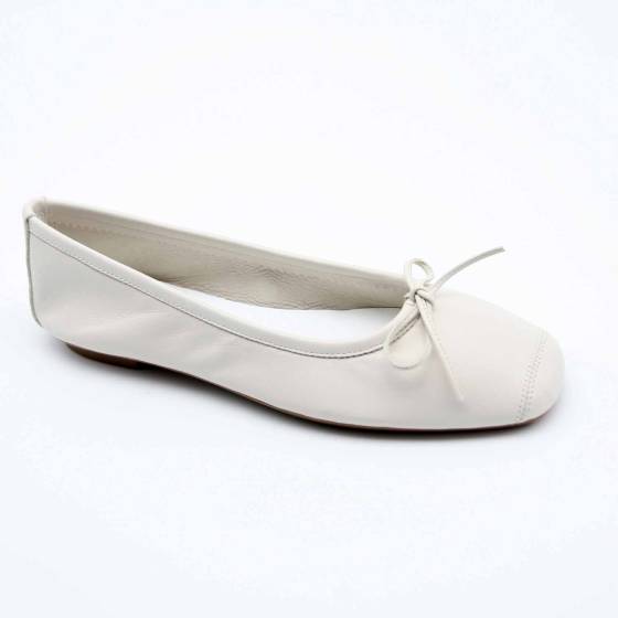 BALLERINE REQINS HARMONY CUIR BLANC