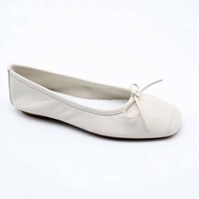 BALLERINE REQINS HARMONY CUIR BLANC