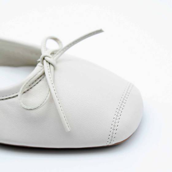 BALLERINE REQINS HARMONY CUIR BLANC
