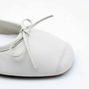 BALLERINE REQINS HARMONY CUIR BLANC