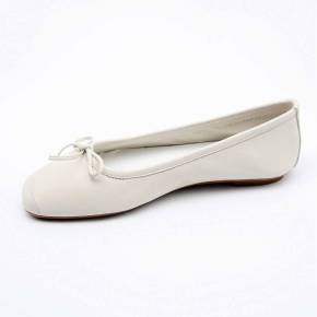 BALLERINE REQINS HARMONY CUIR BLANC