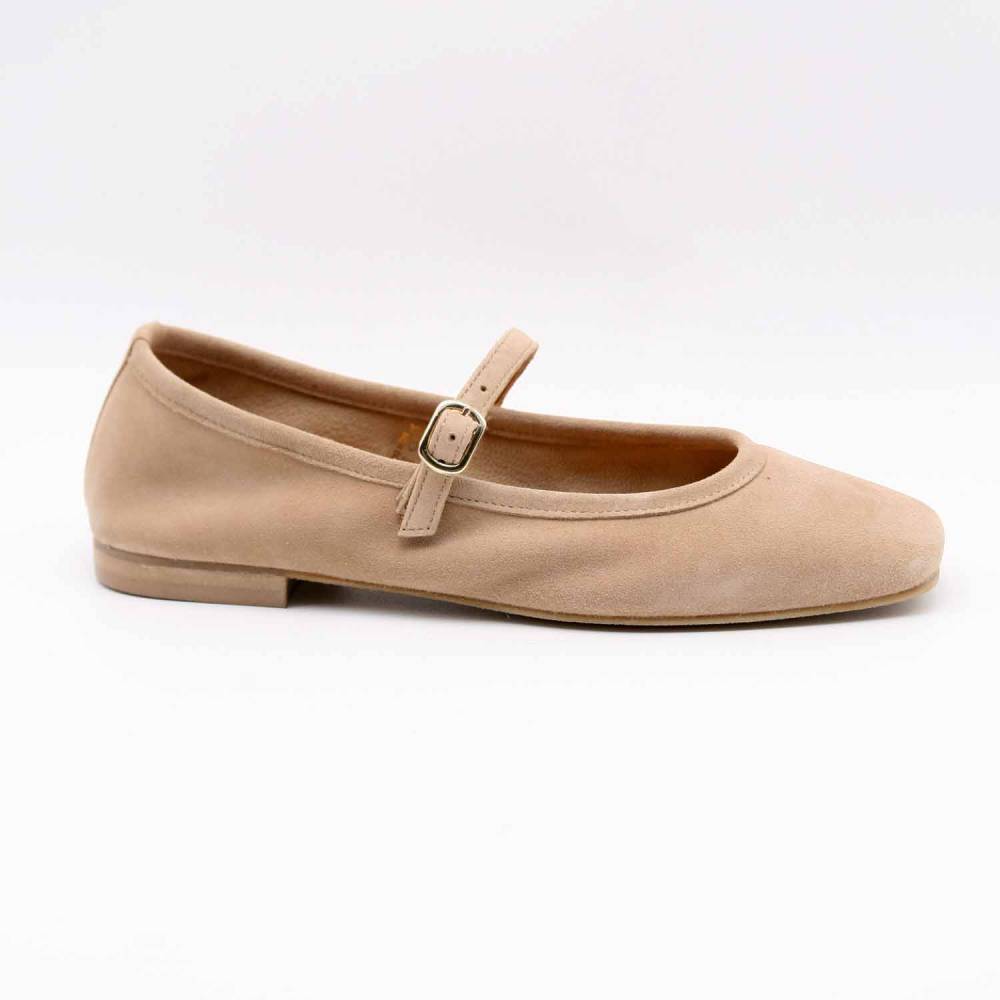 BALLERINE-BABIES LOU CUIR-VELOURS BEIGE