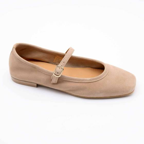BALLERINE-BABIES LOU CUIR-VELOURS BEIGE